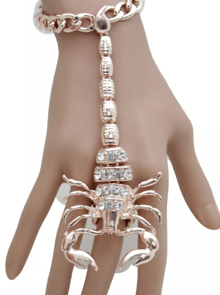 New Women Light Rose Gold Scorpion Wrist Bracelet